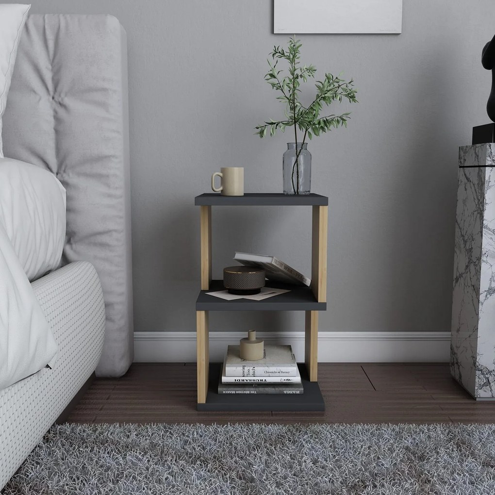 Mesa de Cabeceira Carter – Antracite Carvalho – 29,6x29,6x49,4 cm