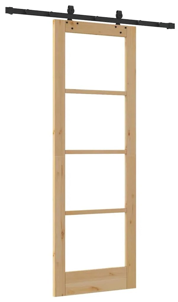 Conjunto de Porta Deslizante vidaXL 73.5x211 cm Madeira Maciça de Pinh