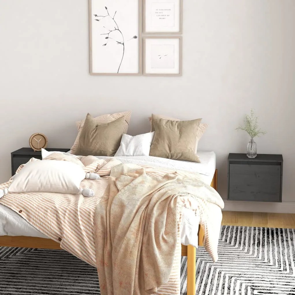 813440 vidaXL Armários de parede 2 pcs 45x30x35 cm pinho maciço cinza
