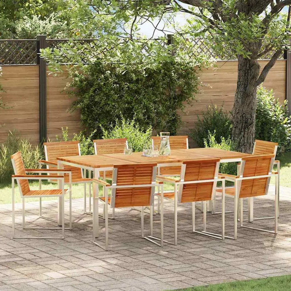 Conjunto de Jantar para Jardim vidaXL de 9 Peças em Madeira de Teca Ma