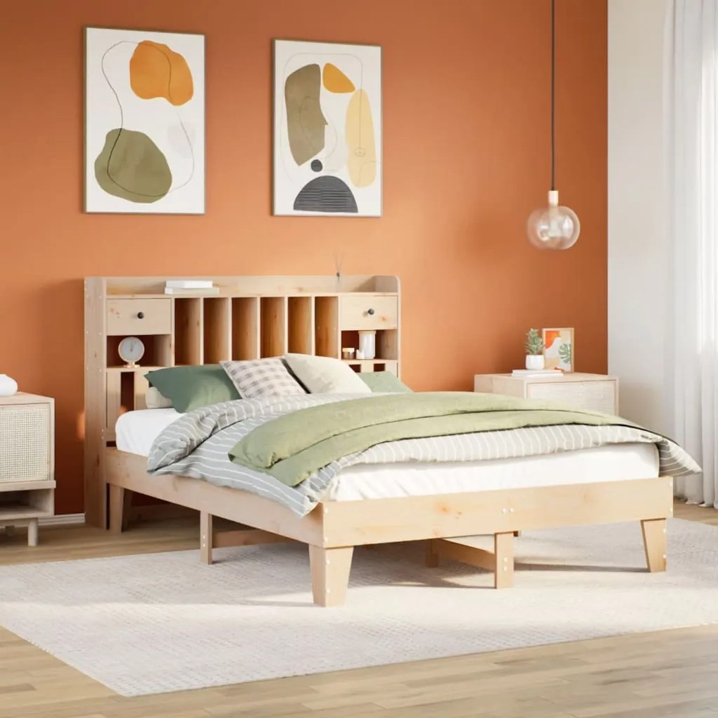 vidaXL Cama sem colchão 160x200 cm madeira de pinho maciça