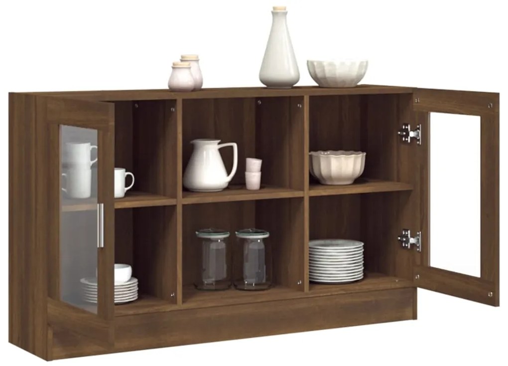 Vitrine 120x30,5x70 cm derivados madeira carvalho castanho