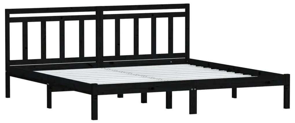Estrutura de cama 200x200 cm pinho maciço preto