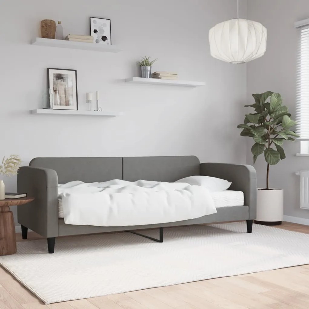 vidaXL Sofá-cama com colchão 80x200 cm tecido cinzento-escuro