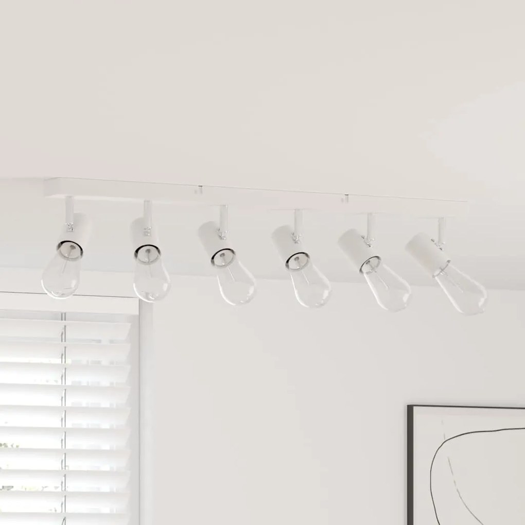 vidaXL Spotlight de Teto 6 Vias Ajustáveis Branco E27