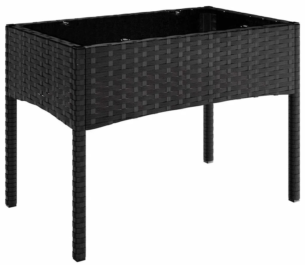 4 pcs conjunto lounge de jardim c/ almofadões vime PE preto