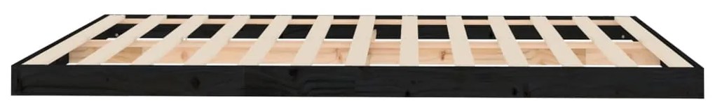 Estrutura de cama king size 150x200 cm pinho maciço preto