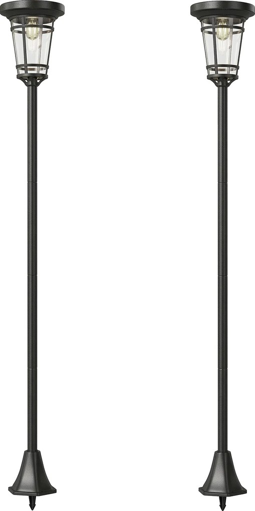 Outsunny Lanterna Solar Conjunto 2 Peças Luminária de Coluna 180cm Altura Ajustável com 2 Modos de Luminosidade Sensor de Luz e Interruptor, IP44 | Aosom Portugal