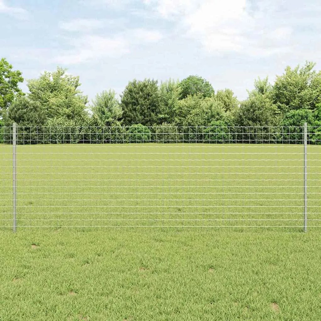 vidaXL Postes de Cerca Verdes 44 pcs Prateado Aço galvanizado