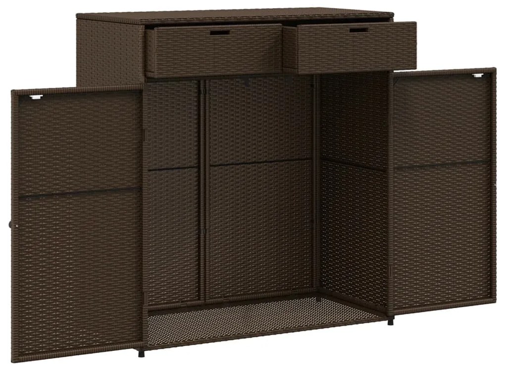 Armário de arrumação para jardim 105x55x113 cm vime PE castanho