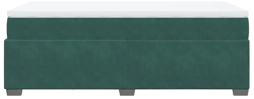 Cama com molas/colchão 90x190 cm veludo verde-escuro