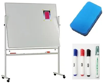 Quadro Branco Cerâmica 120x240 cm com Rodas e Cavalete + 4 Marcadores e Apagador - Mab