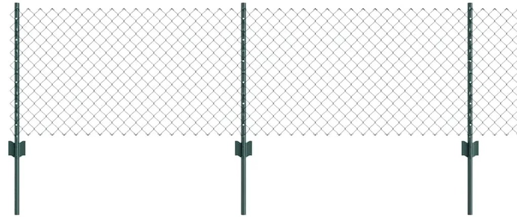 Cerca de Cadeia com 22 Postes em U Verde 0.6x25 m Aço