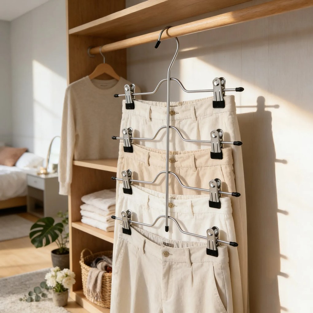 Conjunto de 3 Cabide para saias com clipes de metal 33 x 37,5 cm prateado-preto