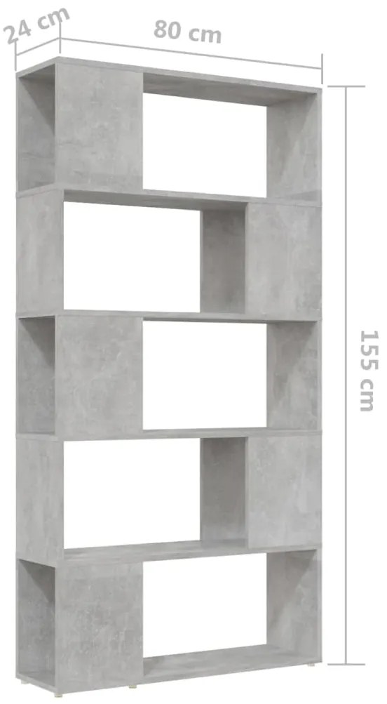 Estante/divisória 80x24x155 cm contraplacado cinzento cimento