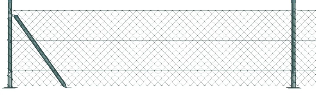 vidaXL Cerca de Cadeia com 7 Postes Flangeados 0.6x10 m Aço Galvanizado