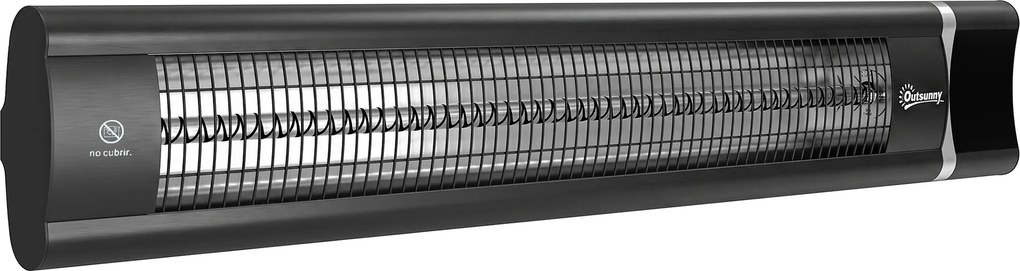 Outsunny Aquecedor Infravermelho Elétrico de Terraço 3000 W, Mural IP65, 9 Níveis, Temporizador 24 h, Preto | Aosom Portugal