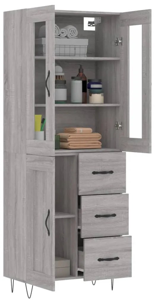 Armário alto 69,5x34x180 cm derivados de madeira sonoma cinza