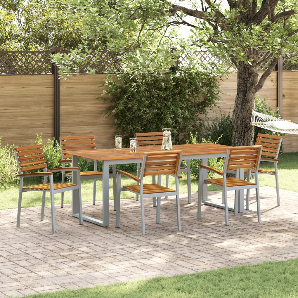 Cadeiras Empilháveis para Jardim 6 pcs em Madeira Sólida de Acácia e M