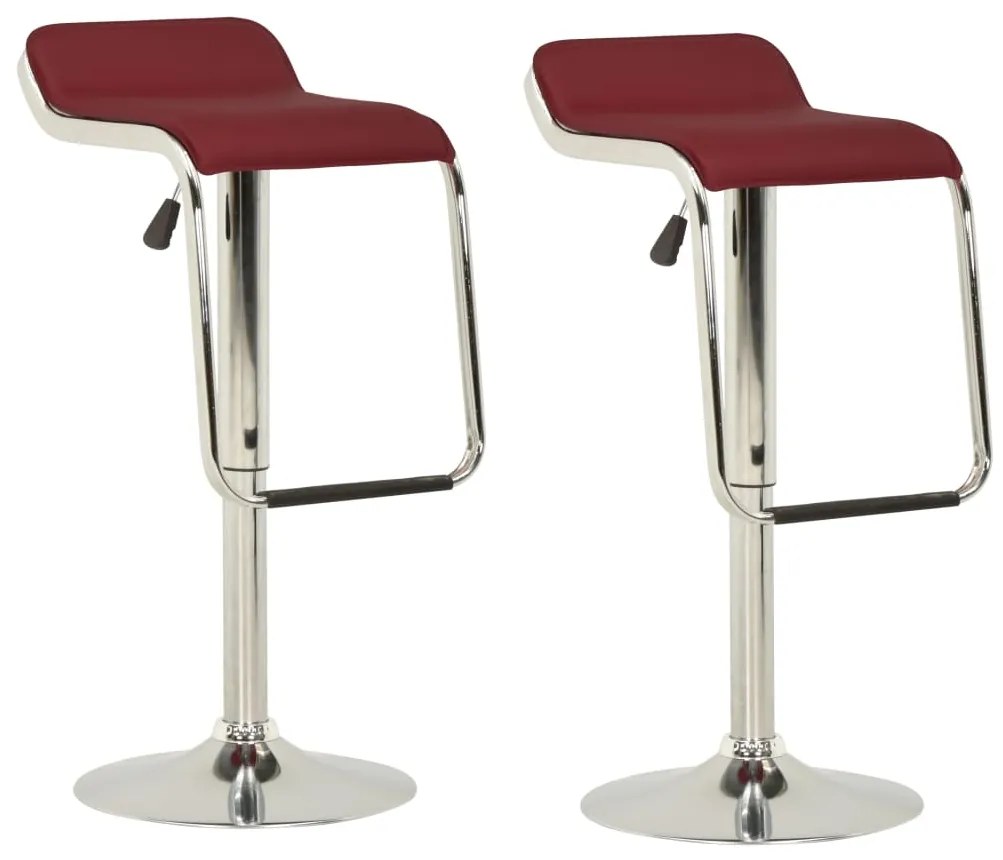 vidaXL Bancos de bar 2 pcs tecido vermelho tinto e madeira curvada