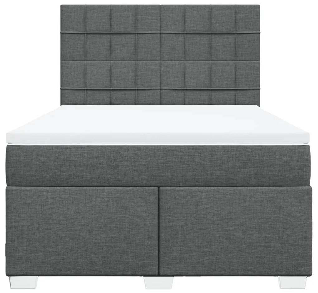 Cama com molas/colchão 140x200 cm tecido cinzento-escuro