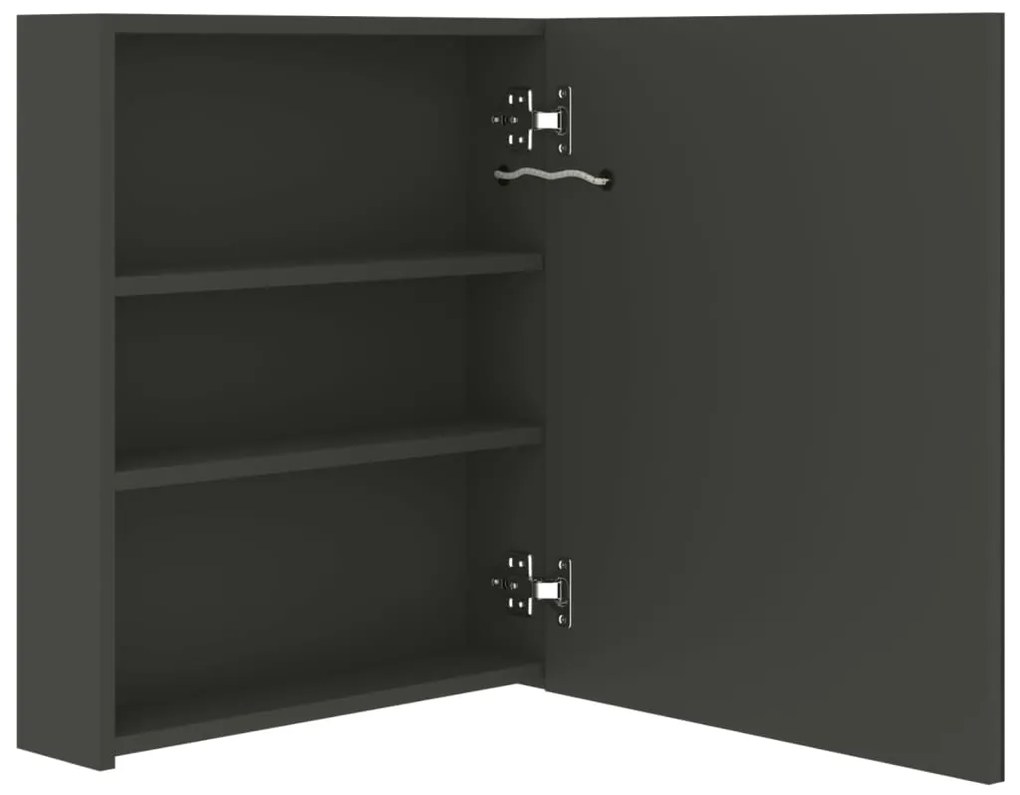 Armário espelhado casa de banho LED 50x14x60 cm antracite