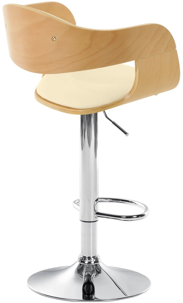 Banco de bar Kingston em couro sintético 50 x 88-102 x 48 cm Natural + Creme
