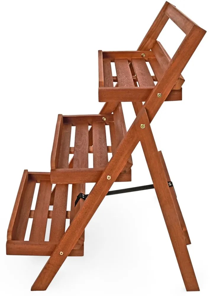 Suporte em forma Escada para flores 79x56x59 cm, 3 degraus, acácia com certificação FSC® Castanho