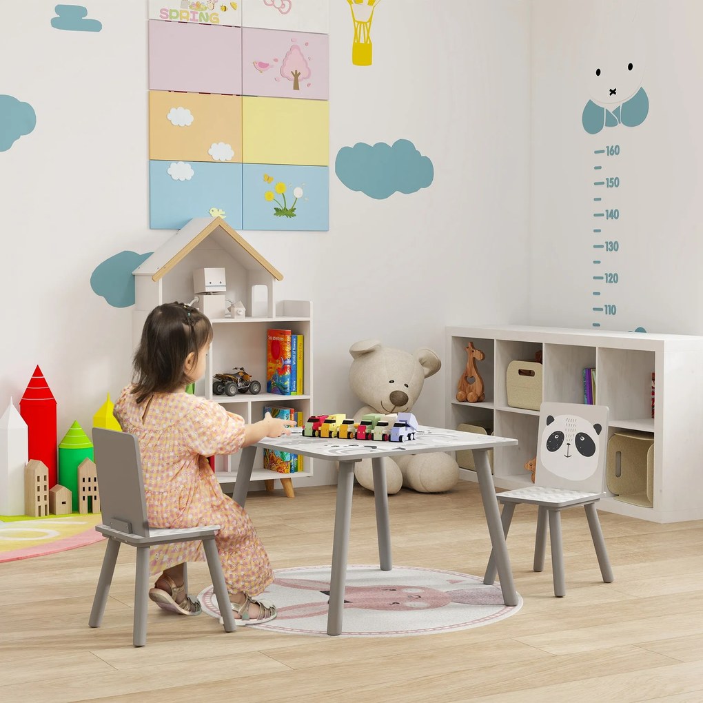 Conjunto de Mesa e Cadeiras para Crianças de 3 Peças Mesa Infantil com