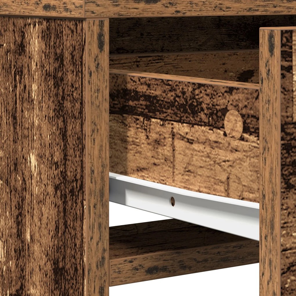 mesa de maquiagem vidaXL com luzes LED em madeira antiga 50x41x135 cm