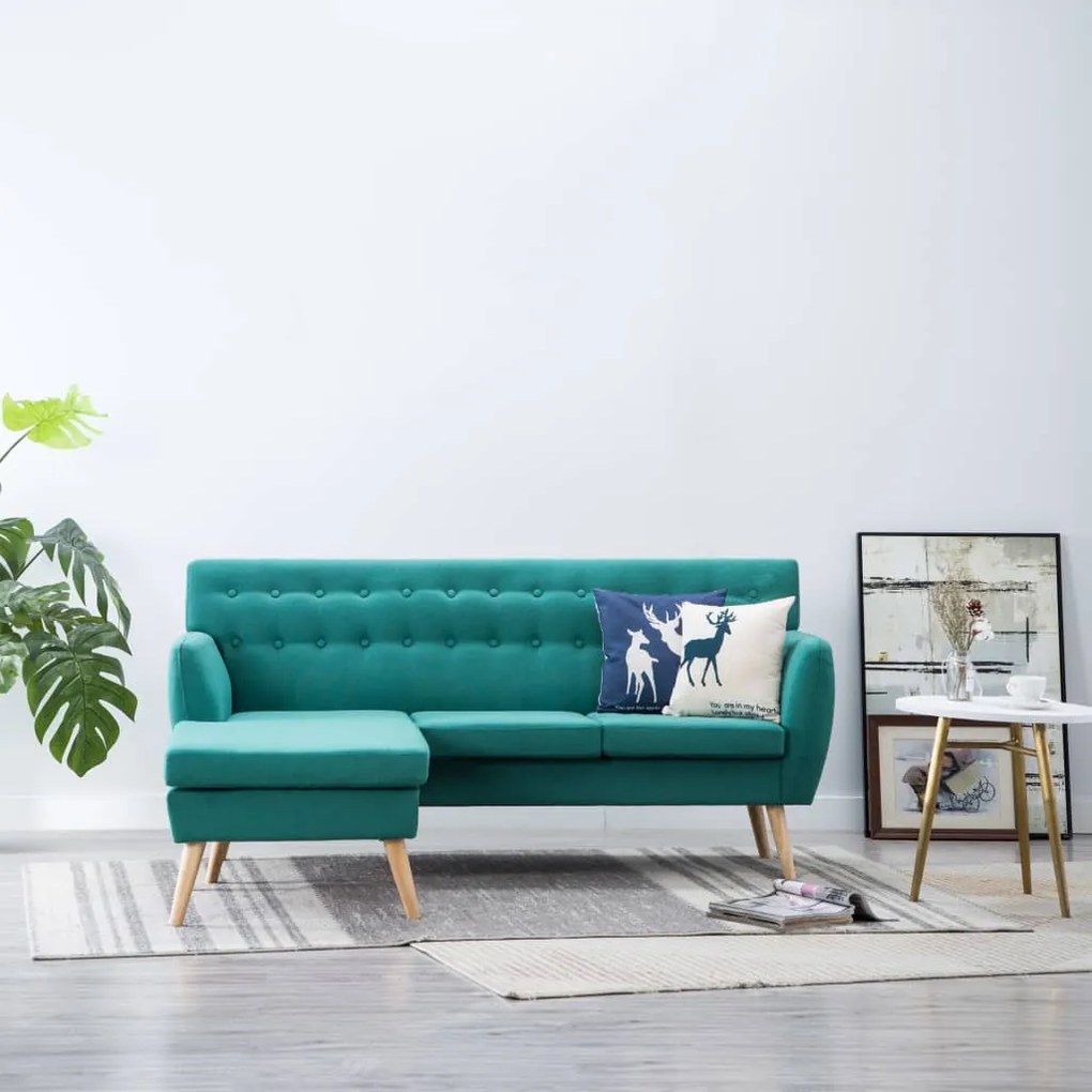 247023 vidaXL Sofá em tecido c/ forma de L 171,5x138x81,5 cm verde