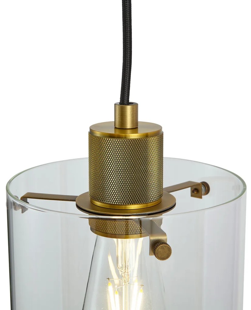 Candeeiro suspenso de design bronze com vidro transparente - Domo Moderno