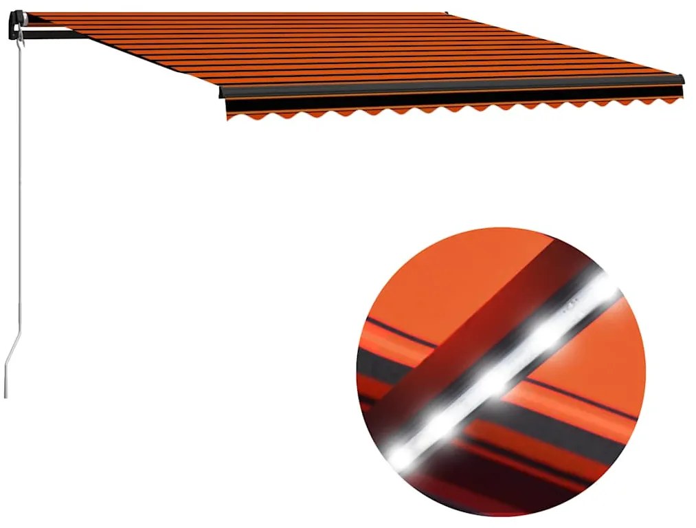Toldo retrátil manual com LED 450x300 cm laranja e castanho