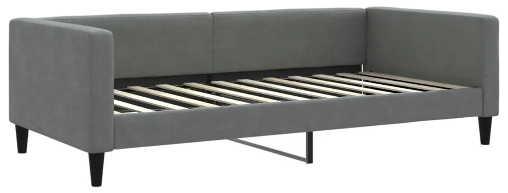 Sofá-cama com gavetão 100x200 cm tecido cinzento-escuro