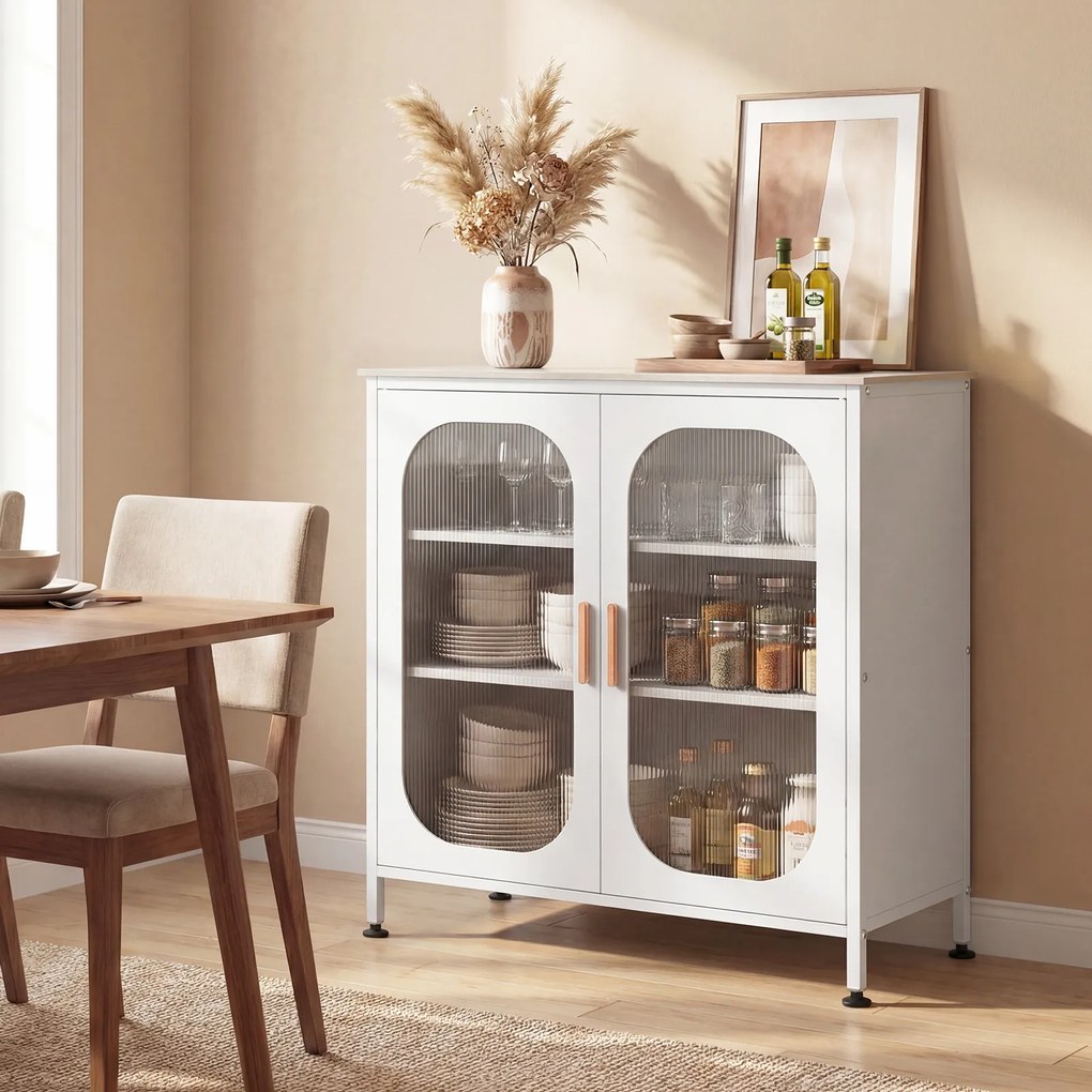 Aparador de Cozinha, 83 x 42 x 85,5 cm, Prateleira Regulável, Branco