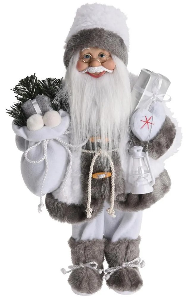 Figura Decorativa Pai Natal Branco 37CM
