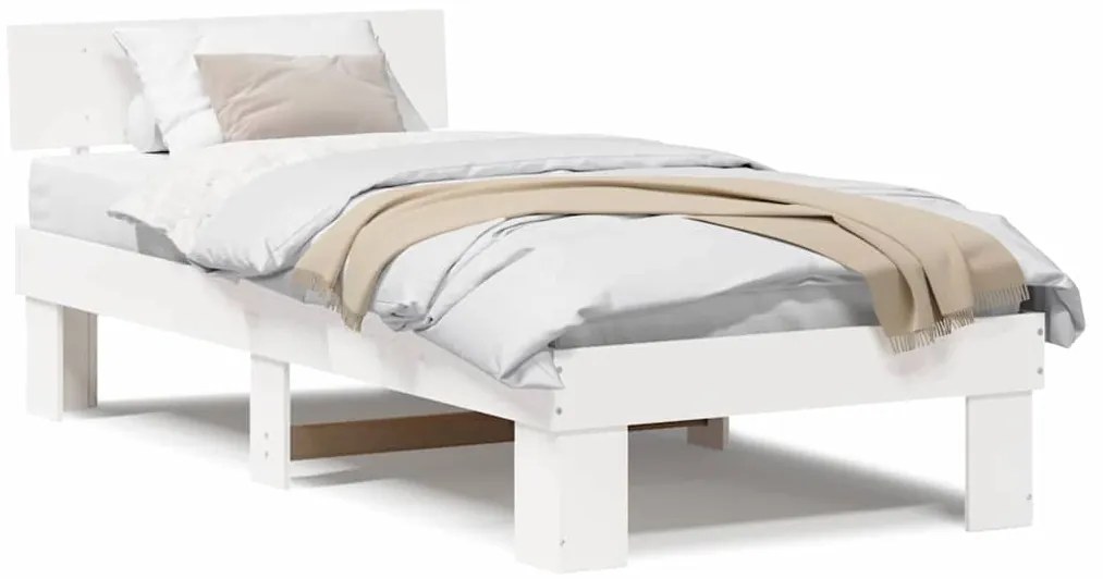Estrutura da Cama Branco 90 x 200 cm Madeira de Pinheiro Sólido