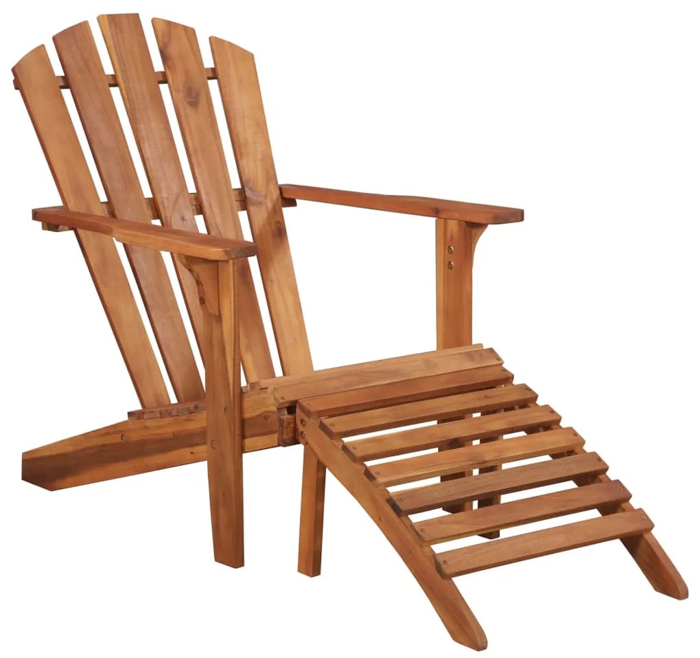 vidaXL Cadeira jardim Adirondack c/ apoio de pés madeira acácia maciça