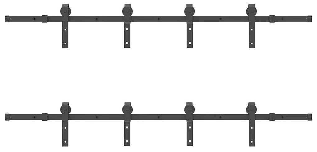 Kit de ferragens para porta deslizante 400 cm aço preto