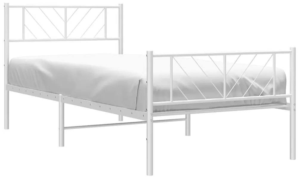 Estrutura de cama com cabeceira e pés 100x200 cm metal branco