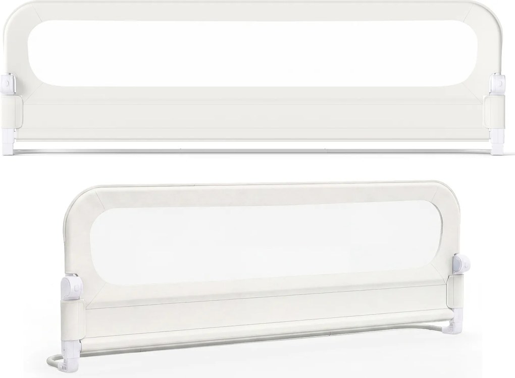 Conjunto 2 Barreiras segurança bebés dobrável para cama 178 / 198 x 36 x 60 cm com altura ajustável, capa removível em tecido Oxford, base em U e corr
