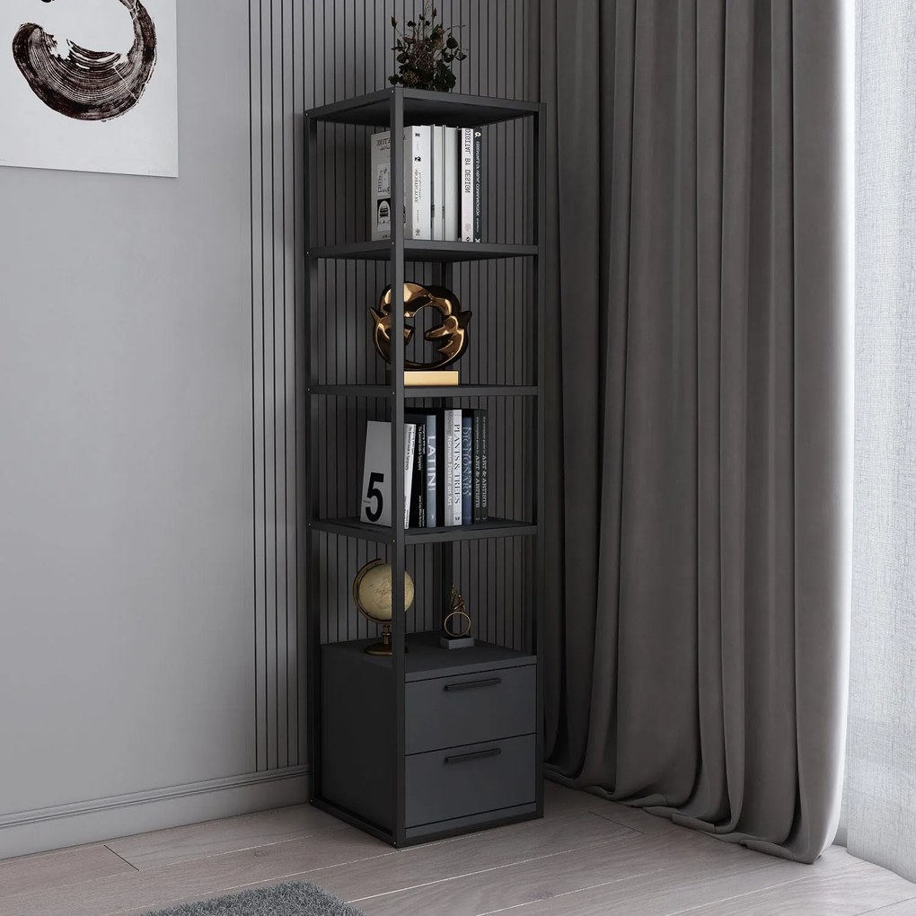 Estante Robbins – Preto Antracite – 39x39x160 cm