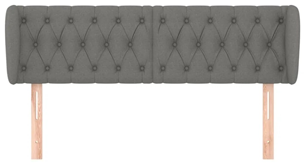 Cabeceira de cama c/ abas tecido 147x23x78/88cm cinzento-escuro