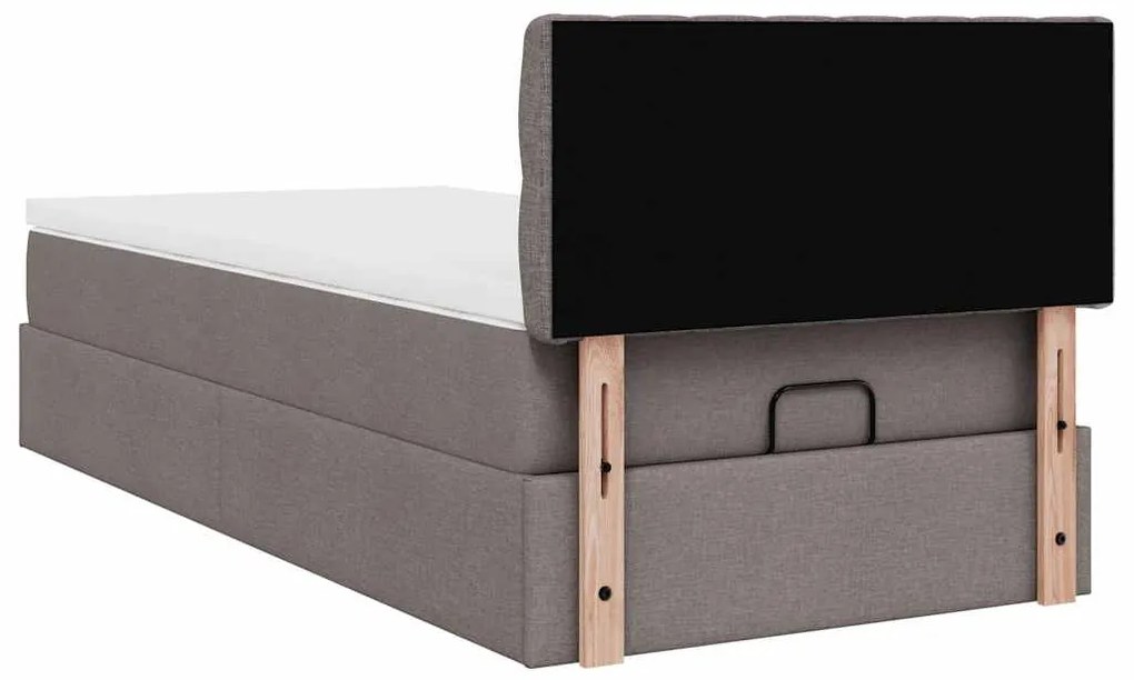Cama otomana com colchão 100x200 cm tecido cinza