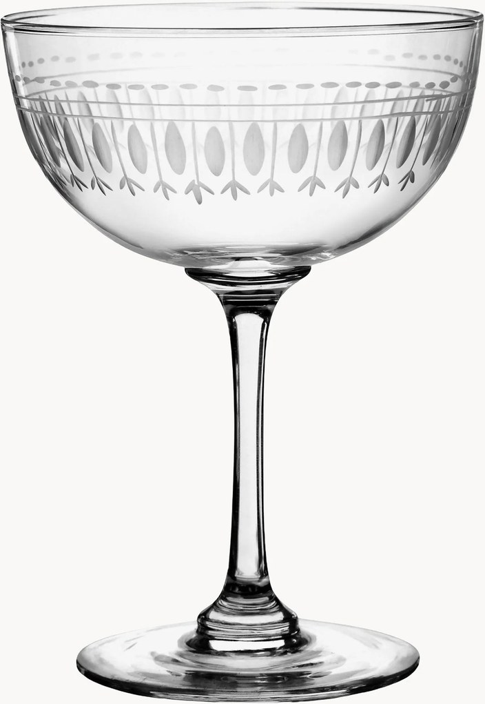 Taças de champanhe em cristal artesanal Ovals, conjunto de 6
