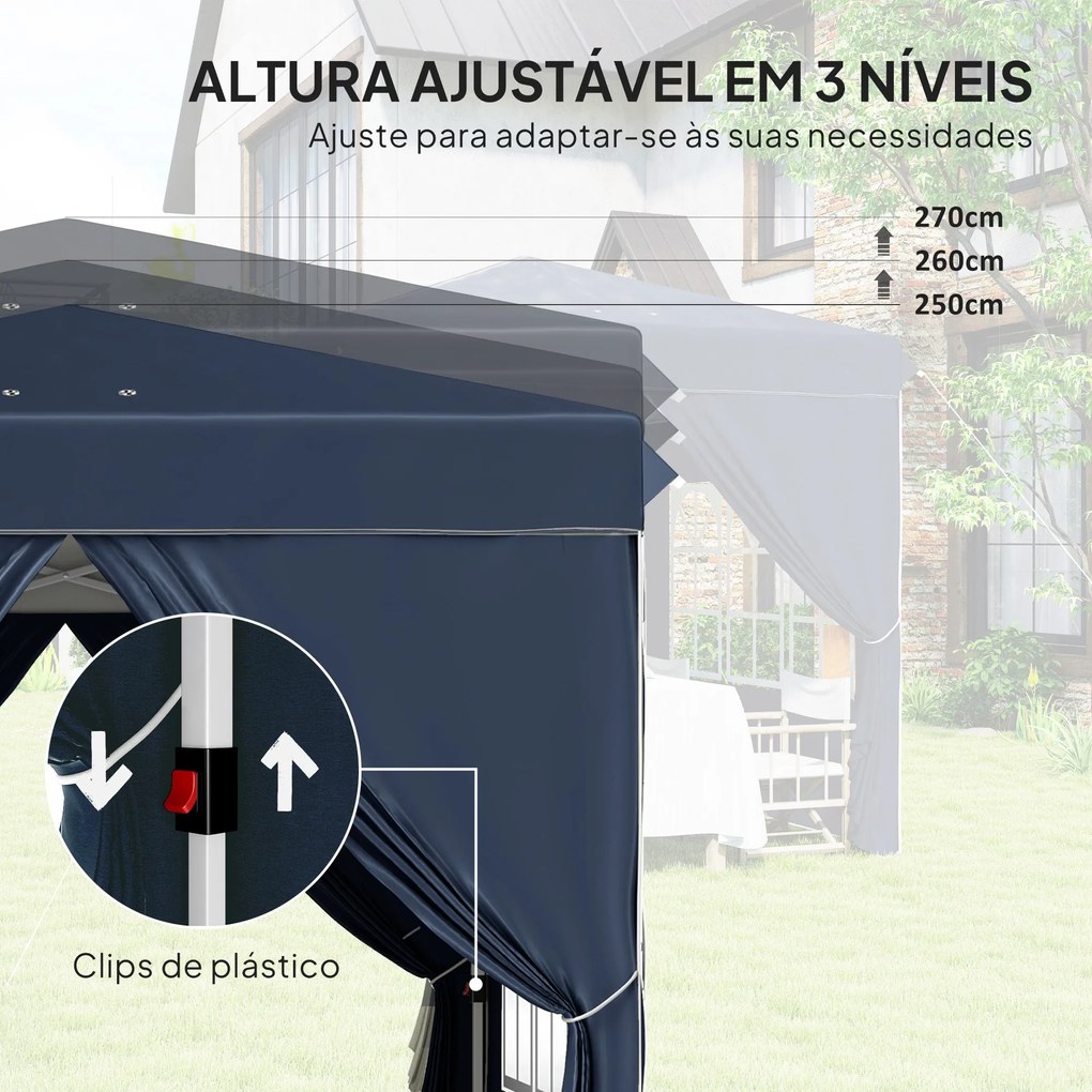 Tenda Dobrável Pop-Up Tenda 248x248x270 cm com 4 Paredes Laterais Anti