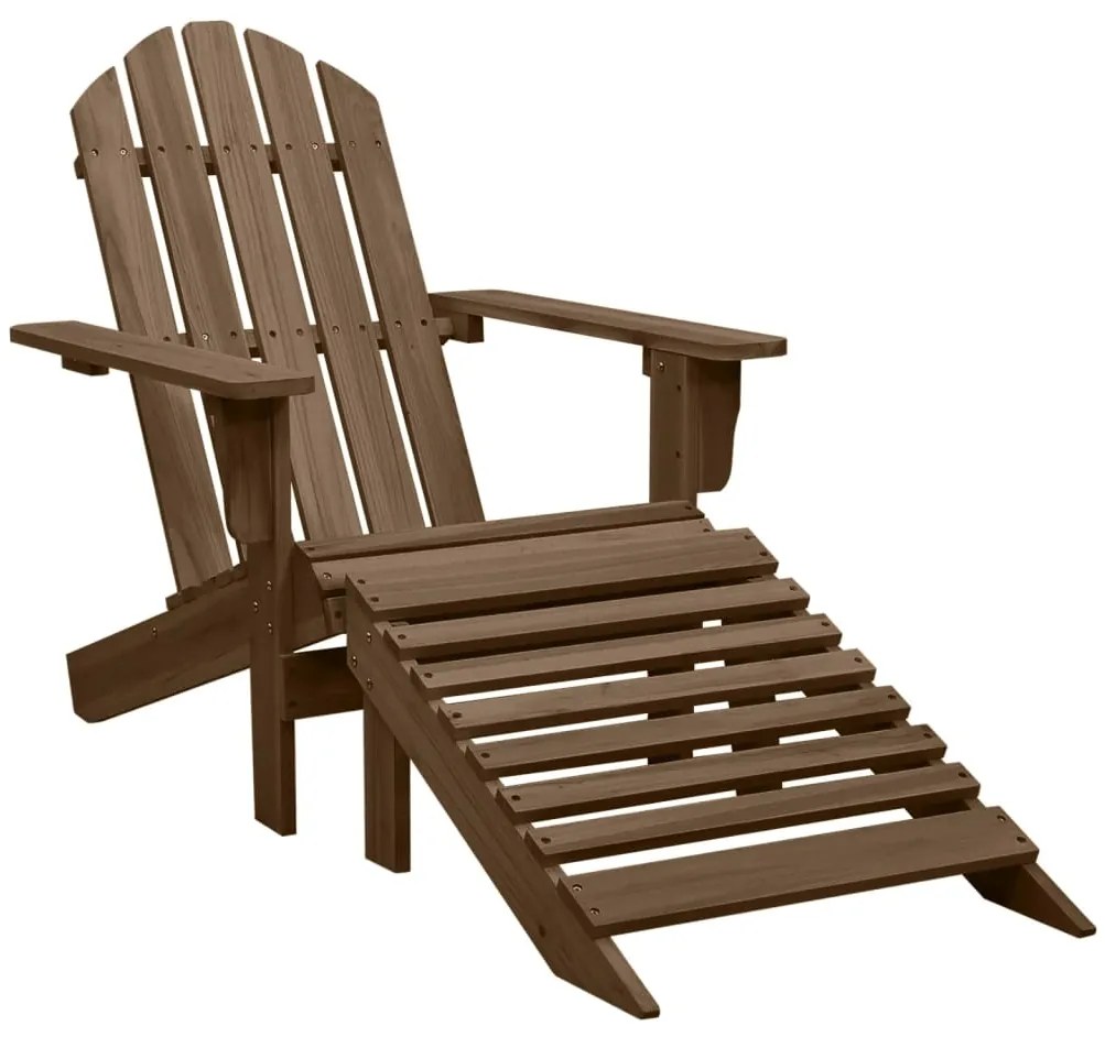Cadeira de jardim Adirondack c/ otomano e mesa abeto castanho