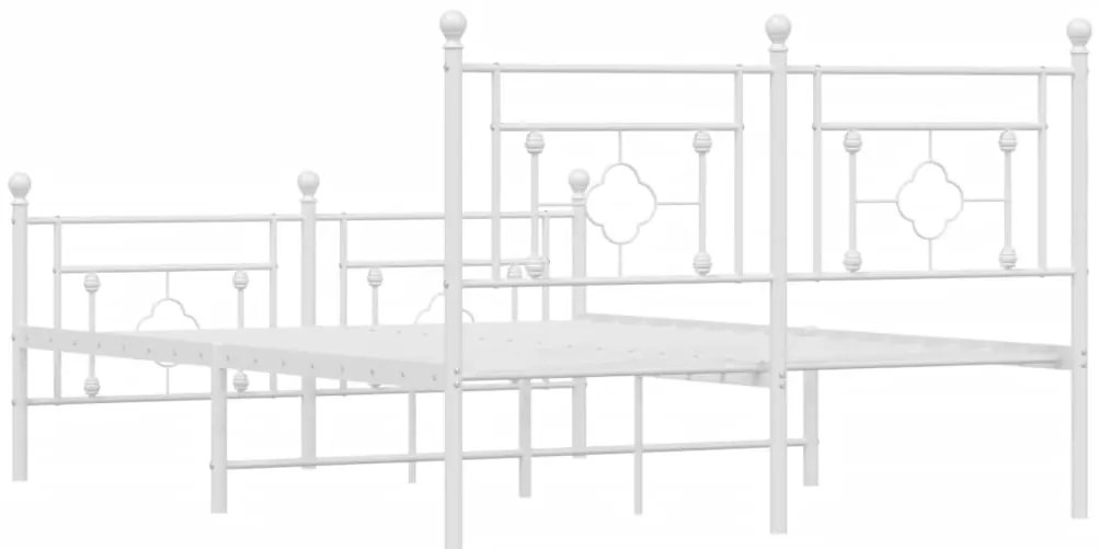 Estrutura de cama com cabeceira e pés 140x200 cm metal branco