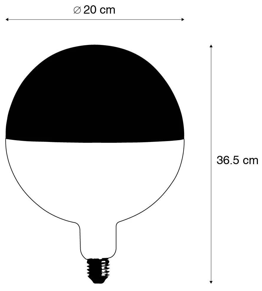 Lâmpada LED regulável E27 espelho superior G200 preto 6W 360 lm 1800K