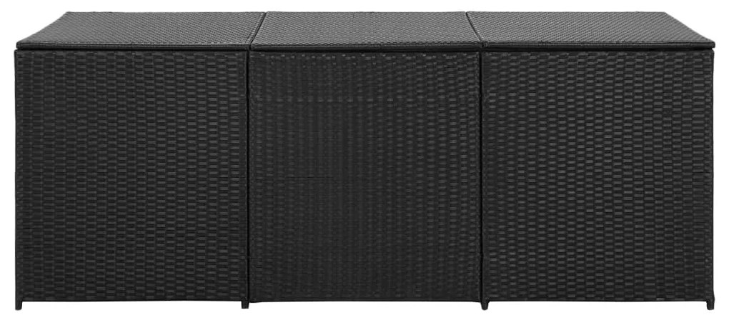 Caixa de arrumação para jardim 180x90x70 cm vime PE preto